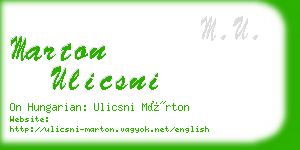 marton ulicsni business card